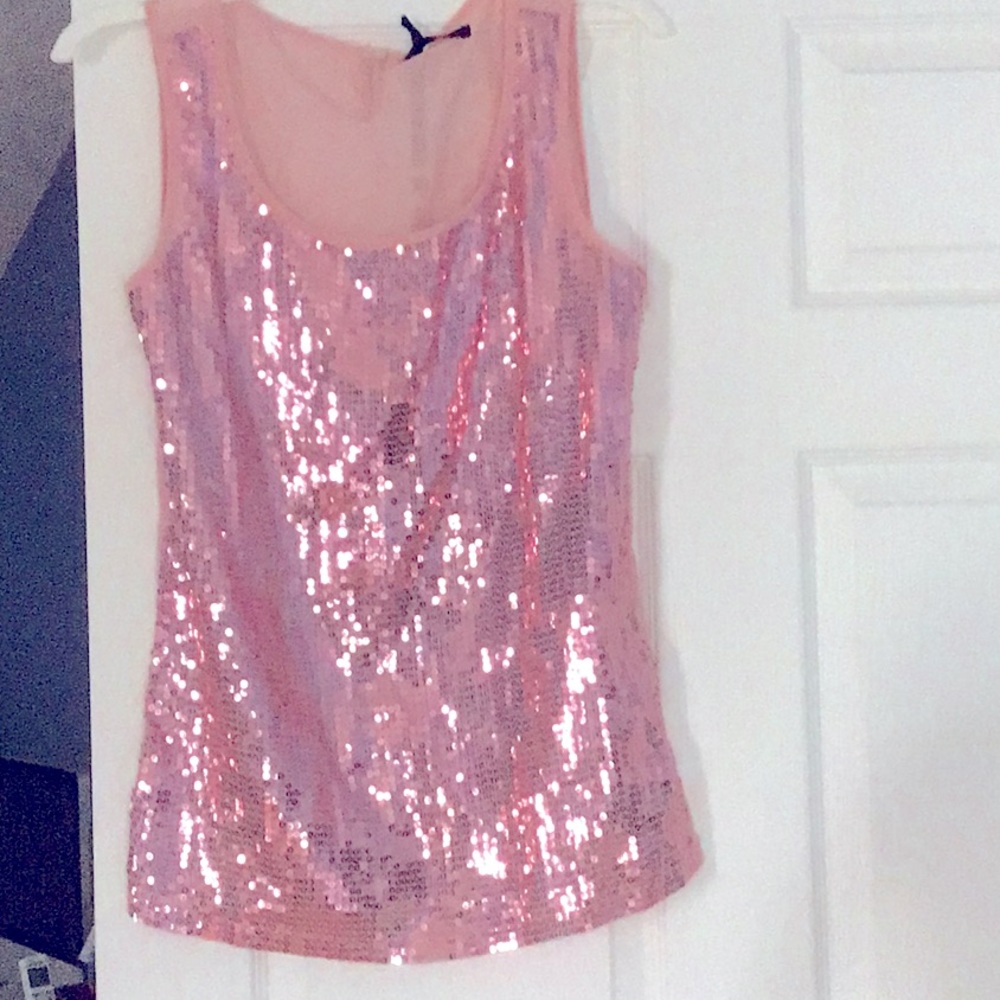 Pink Chic Sleveless Sequined Shirt ideal for Party